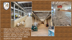 Indoor practice facility turf field grading